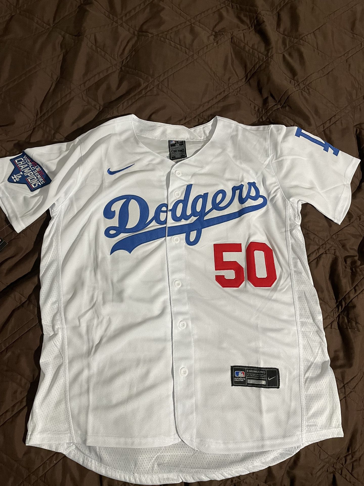 Mookie Betts  Whit Los Angeles Dodgers 2020 Champion Patch Brand New Jersey All Stitched Mens Size M Medium