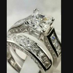 ❤Womens Wedding Engagement Ring Set Princess White Cz 925 Sterling Silver Sz 5-10❤️