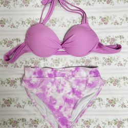BRAND NEW Pink Tie-Dye Two Piece Swimsuit