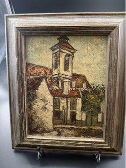 Beautiful Architectural European Structure Scene.  Oil Palette Knife Style
