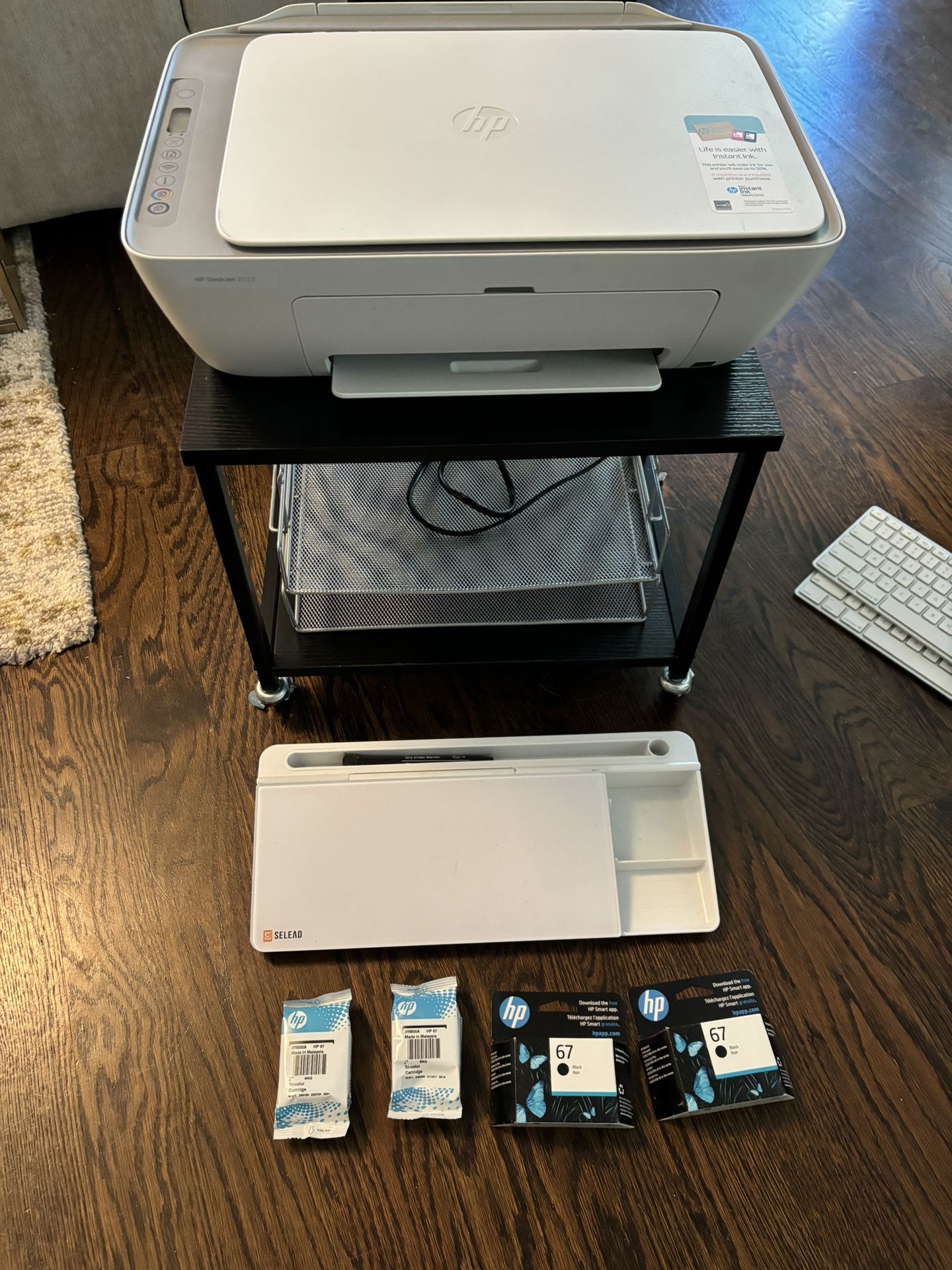 Office Supplies - HP 2722 Printer/Scanner, Ink, Cart, Mac Keyboards, Dry Erase Desktop
