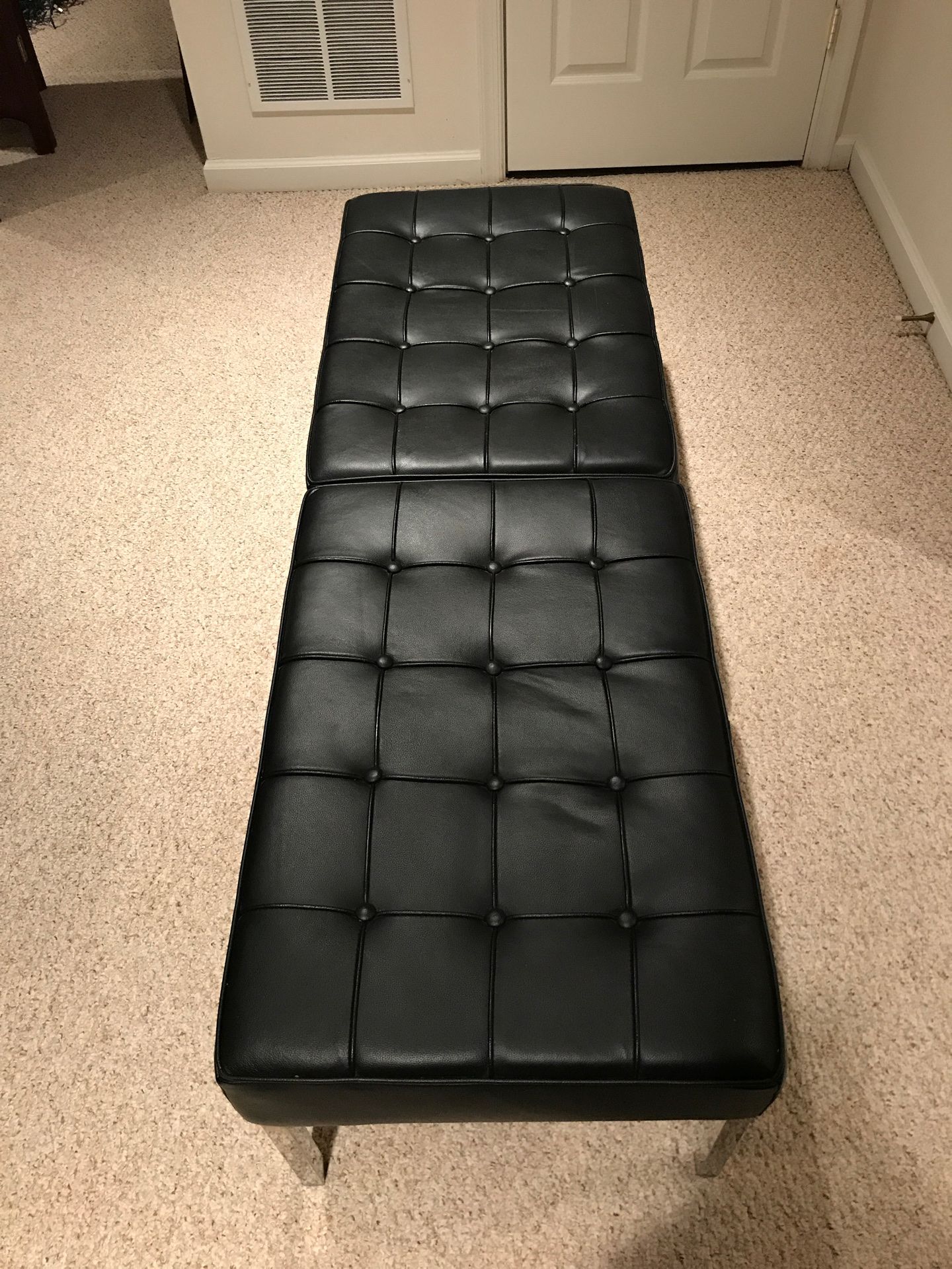 Black padded “leather” bench 5’ length