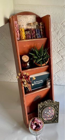 Vintage Upcycled Rustic Red Wooden Wall-Mounted Letter Organizer