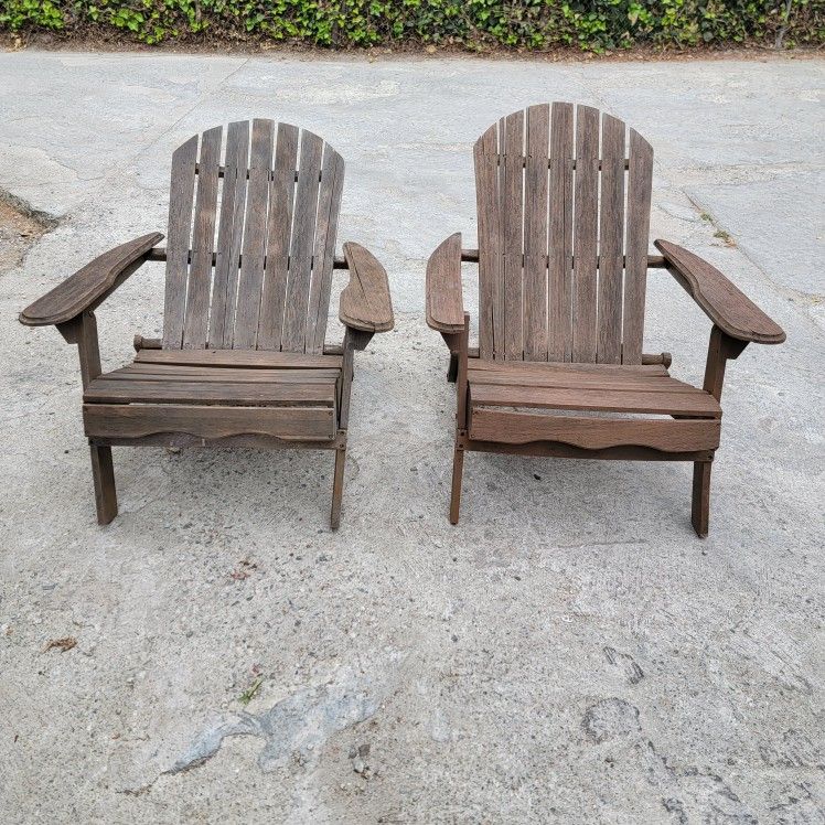 Outdoor Rustic Walnut Wood Folding Adirondack Chairs