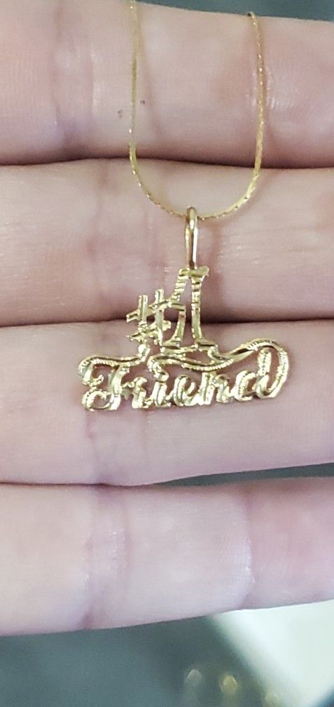 14k Solid Gold Friend Necklace