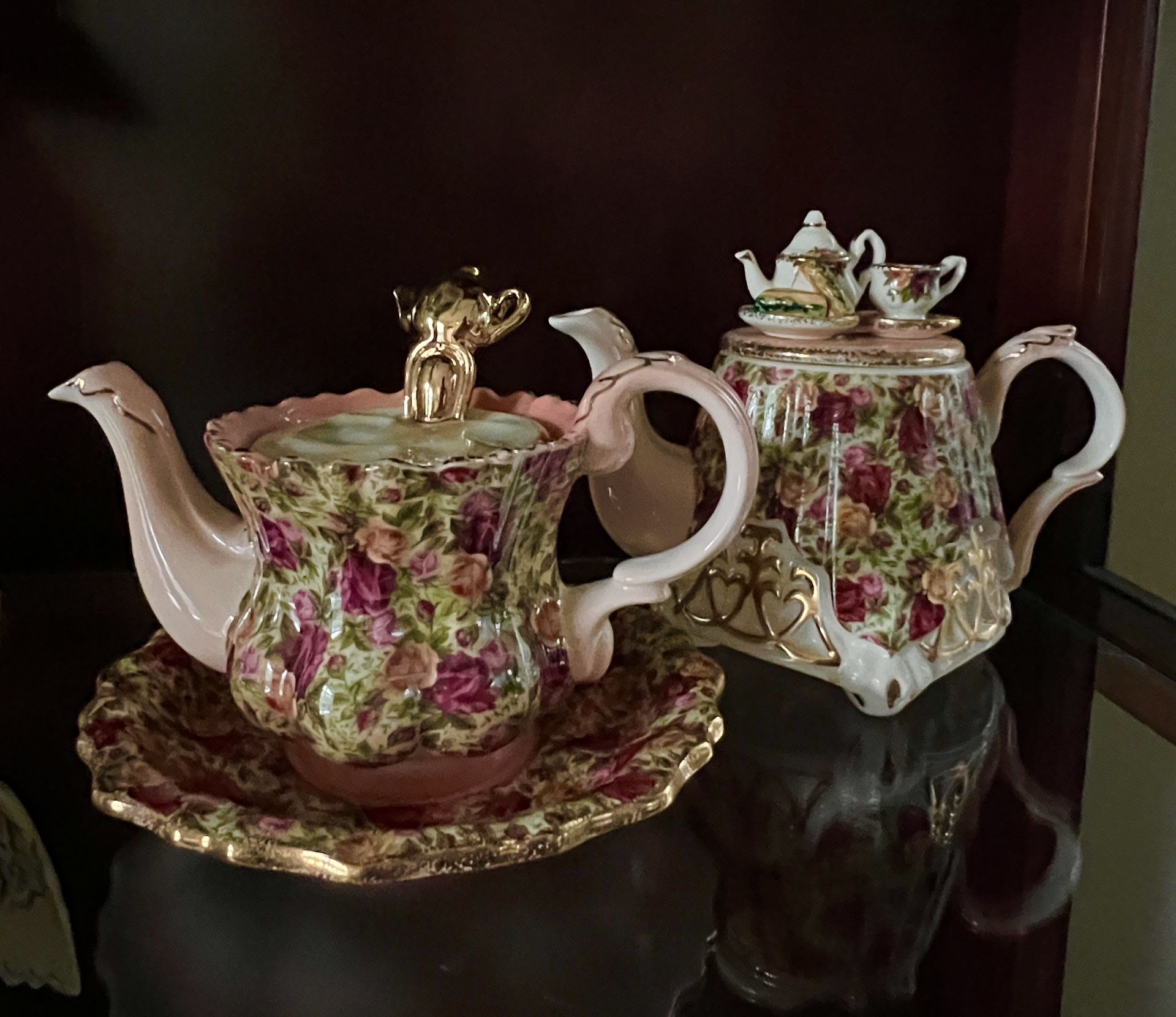 ROYAL ALBERT Old Country Roses Chintz Small Teapots By Paul Cardew