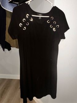 MSK Black Short Sleeve Dress with Grommet Detail