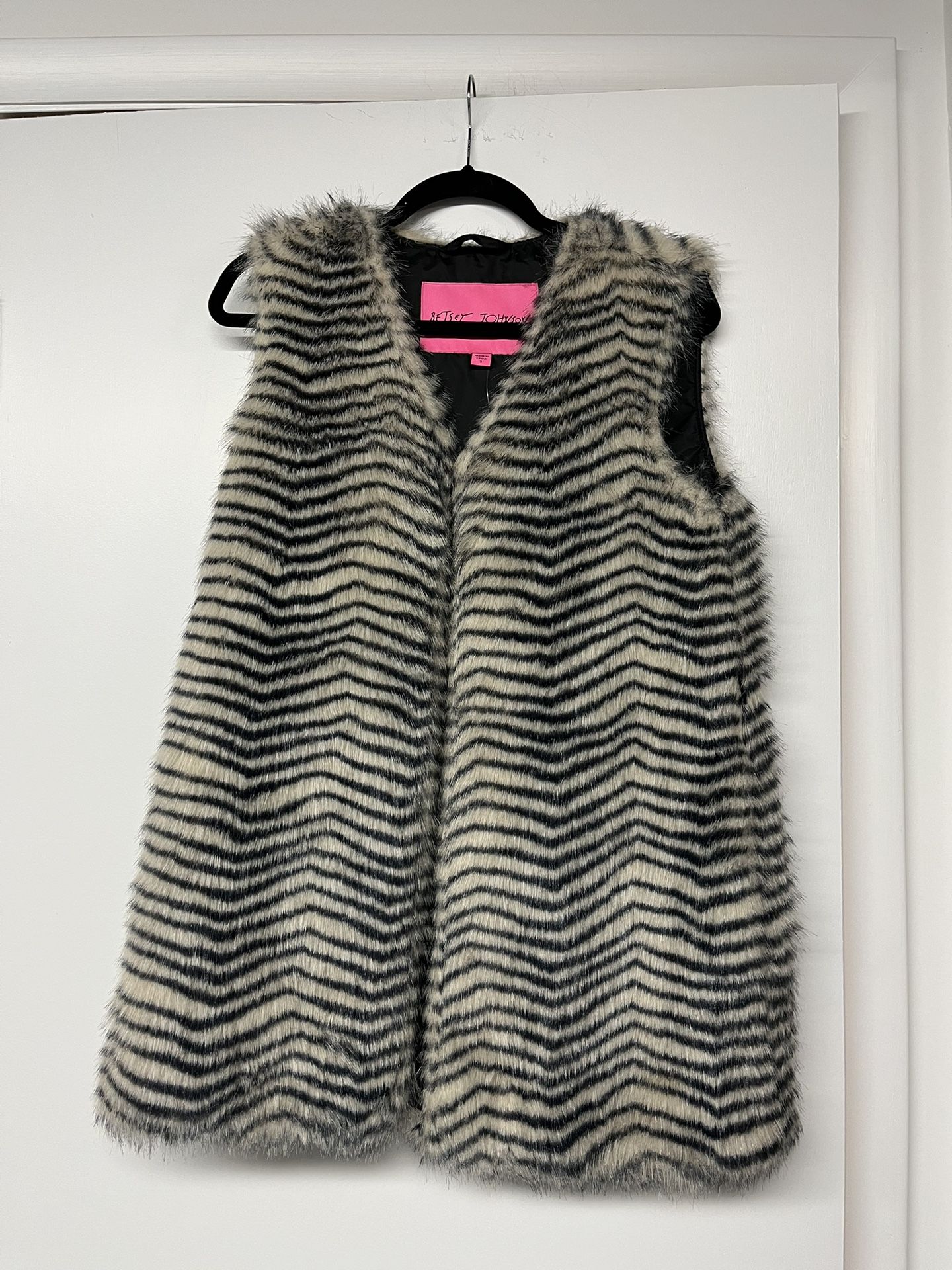 Betsey Johnson Faux Fur New Vest Zebra Pattern