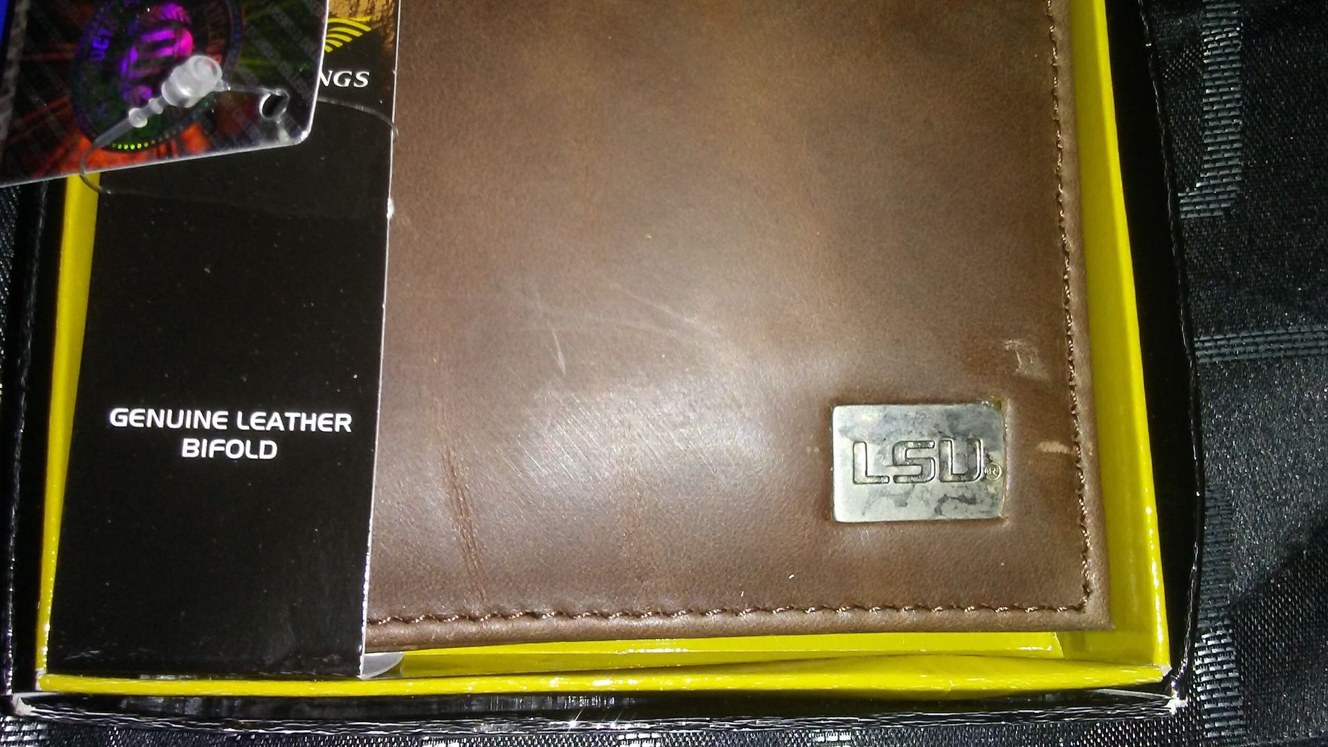LSU brown leather wallet, brand new