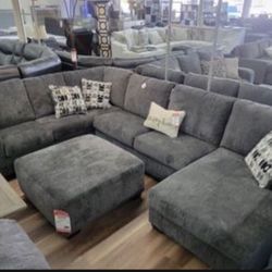 New Ashley Brand Best Selling Gray Sectional Sofa Couch *Ottoman Sold Separately*