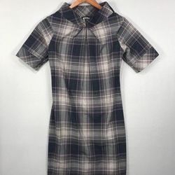 Piena Dress Women's XS Gray Purple Plaid Mini Knit Suiting Knee Length EUC