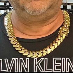 20mm Miami Cuban Link Gold Plated Bracelet Necklace 18k & 14k Crab Old School Regular Lock