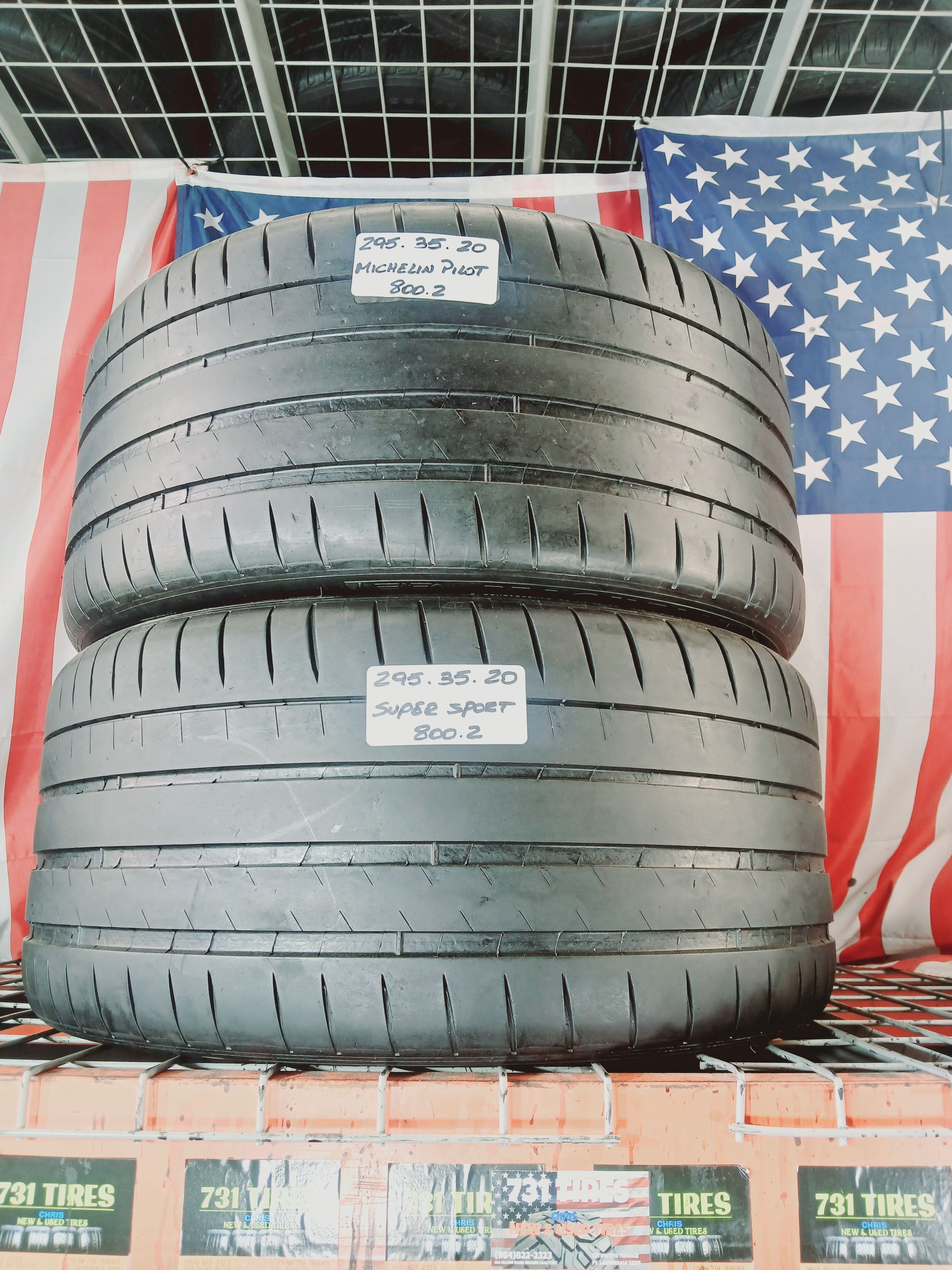 2 Used Matching Tires Size: 295/35ZR20 (105Y) XL Porsche BMW AUDI CAMARO MUSTANG INFINITI Michelin Pilot Super Sport Max Performance Summer 295 35 20