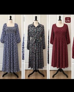 Floral Maxi Dresses Size L/XL – Set of 3