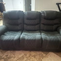 Two Couch Set, Black Upholstered, Normal Wear