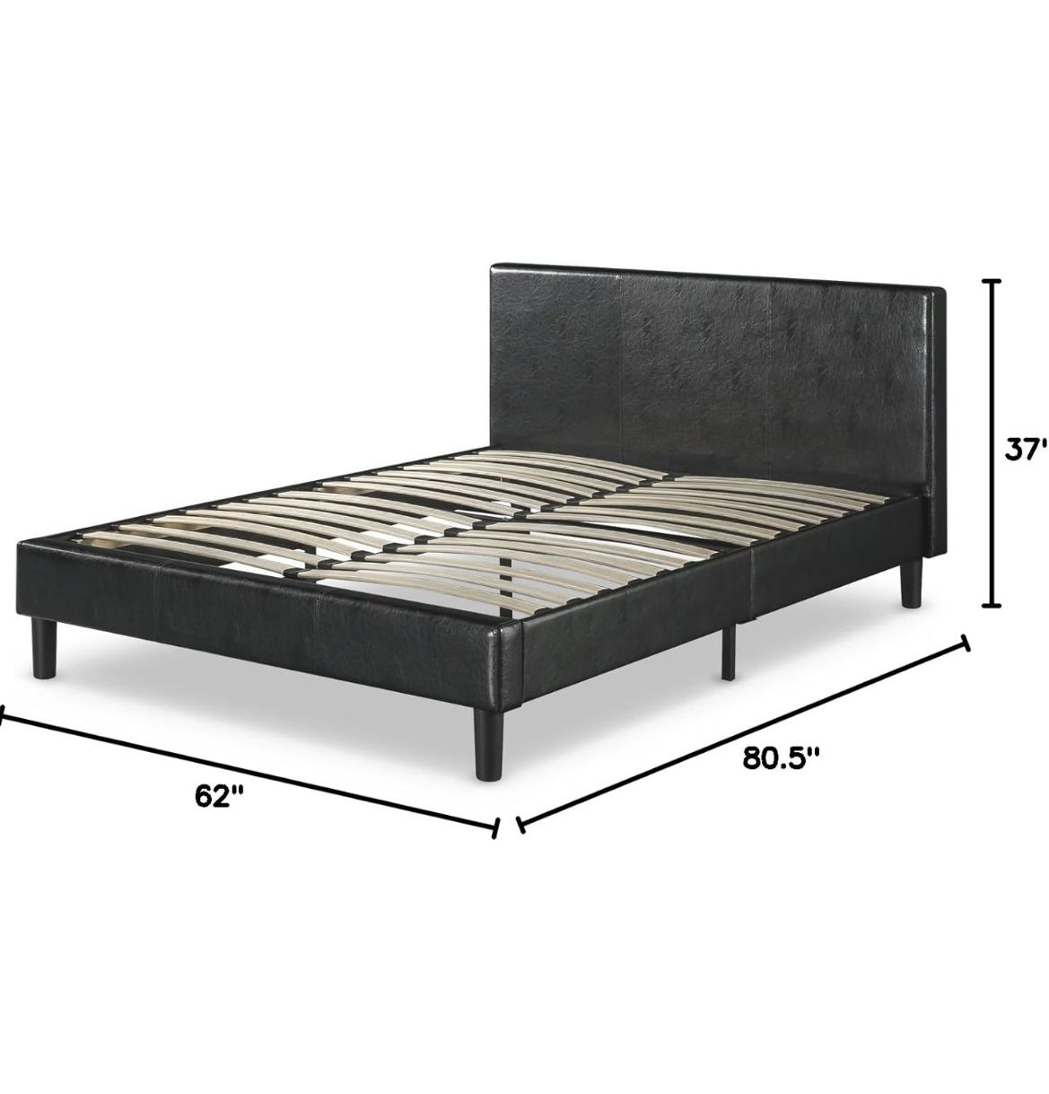 ZINUS Jade Faux Leather Upholstered Platform Bed Frame, Mattress Foundation with Wood Slat Support