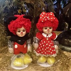 New Vintage DISNEY Mickey & Minnie Mouse Raggedy Ann & Andy Dolls