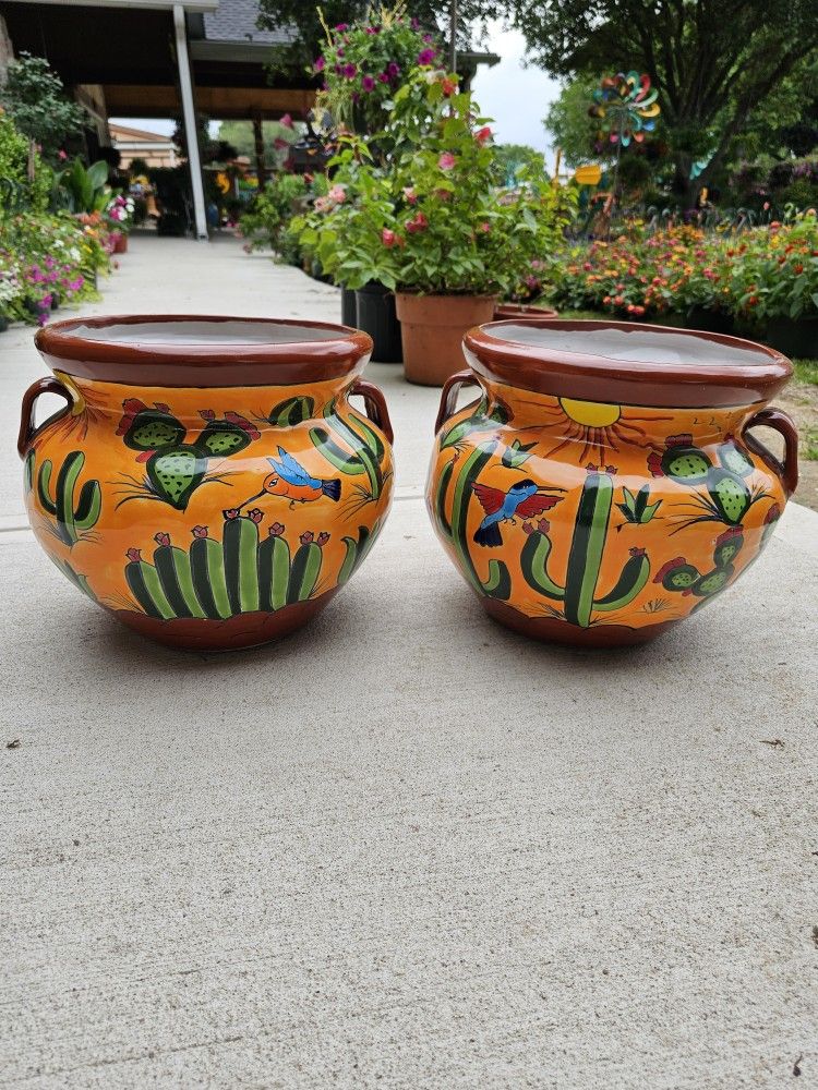 Talavers Western Clay Pots, Planters. Plants. Pottery $45 Cada Una