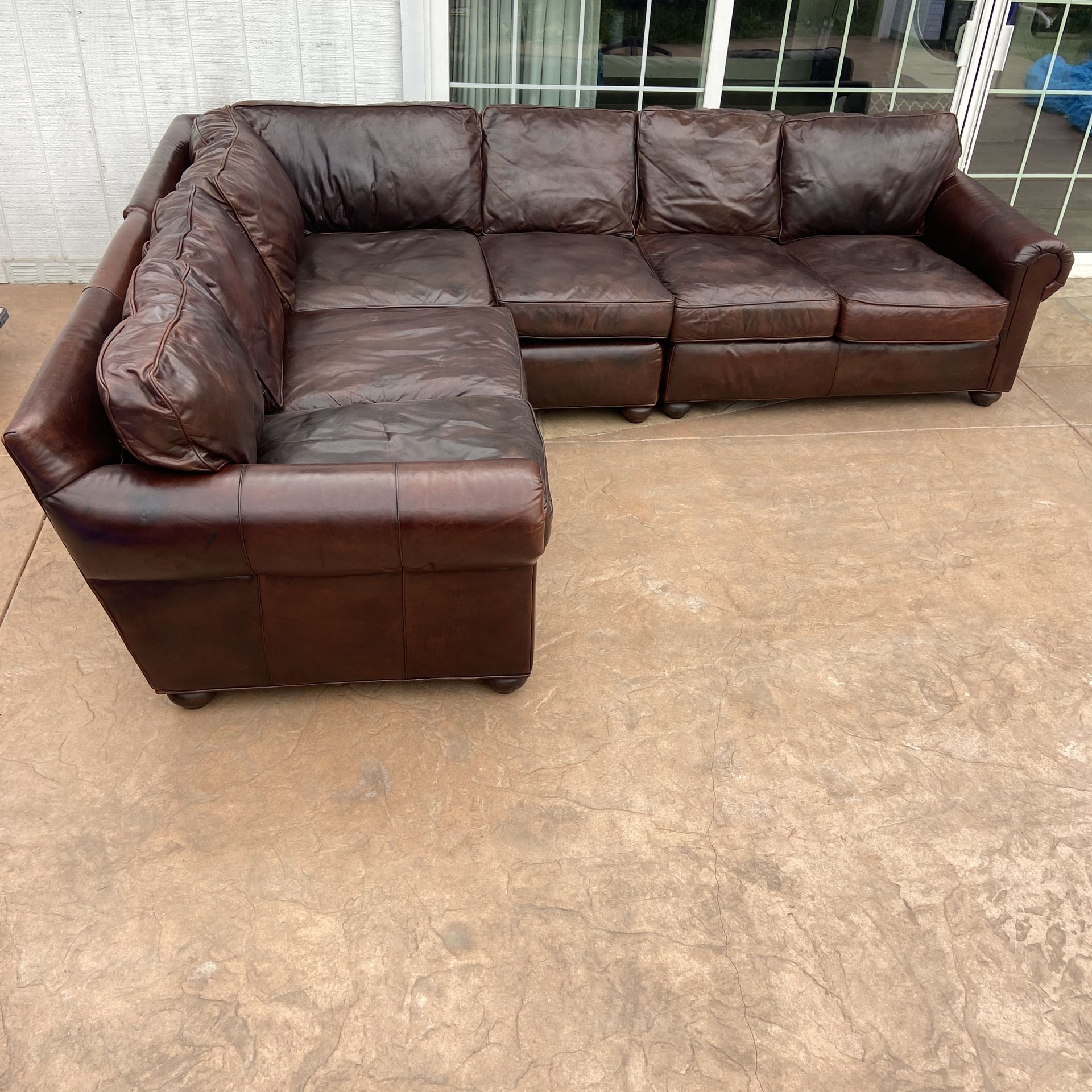 Restoration Hardware Lancaster Leather Sectional Sofa - Delivery Available