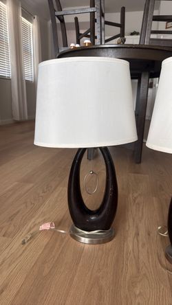 Beige and brown side table lamps