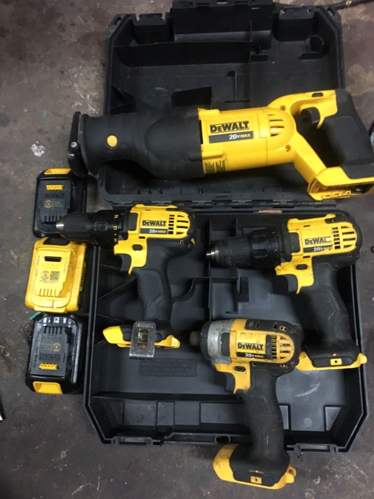 Dewalt Tools Set Sawzall Inpact Drills Batteries