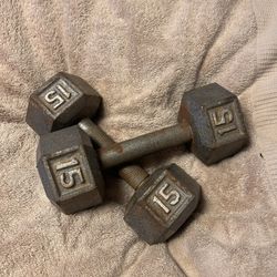 Set of 2- 15 lbs dumbbells