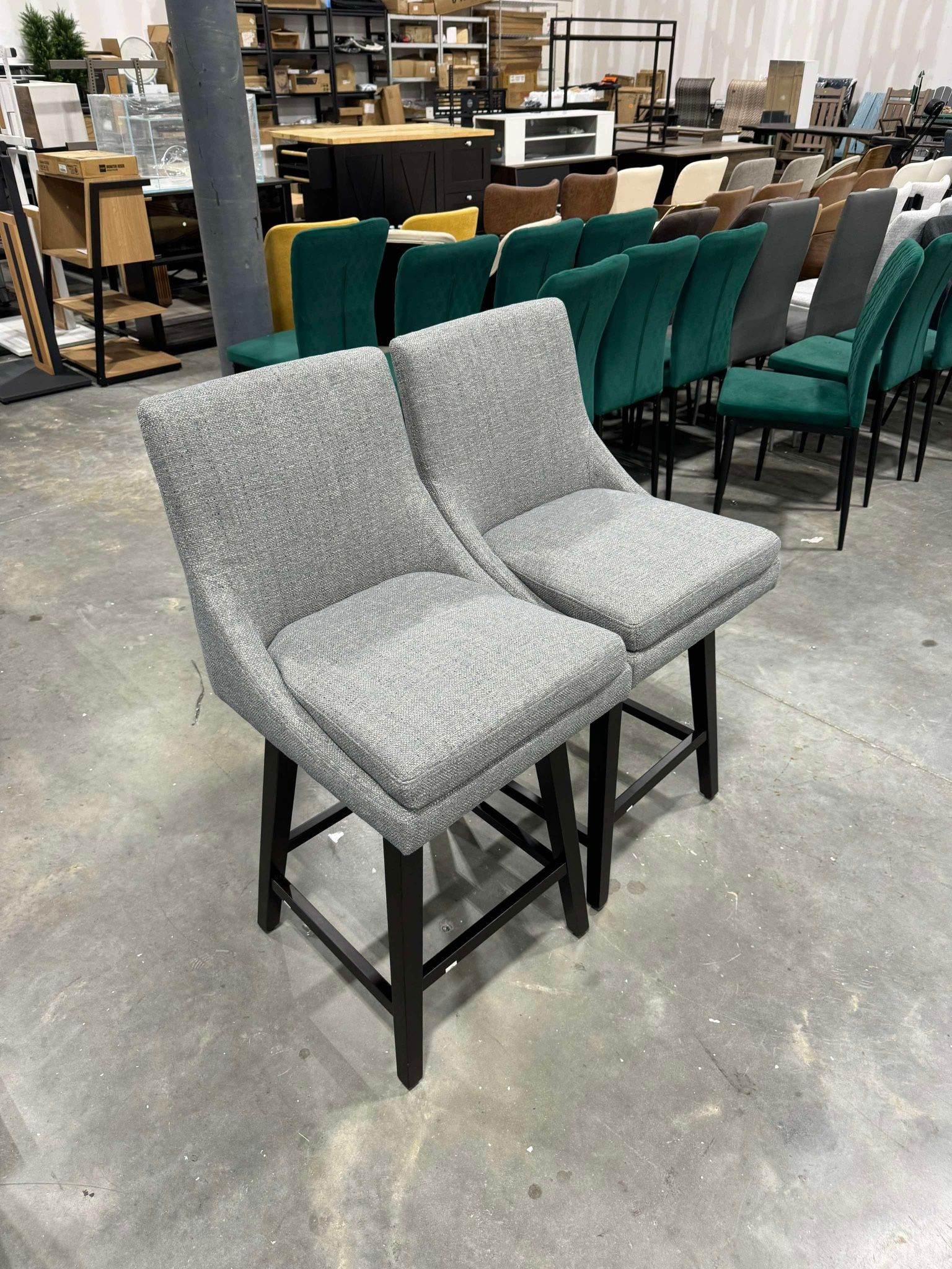 CHITA 26 inch Upholstered Swivel Fabric Counter Bar Stools with Back & Wood Legs Set of 2