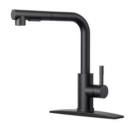 FORIOUS Single-Handle Kitchen Sink Faucet with Pull Down Sprayer Kitchen Faucet in Black