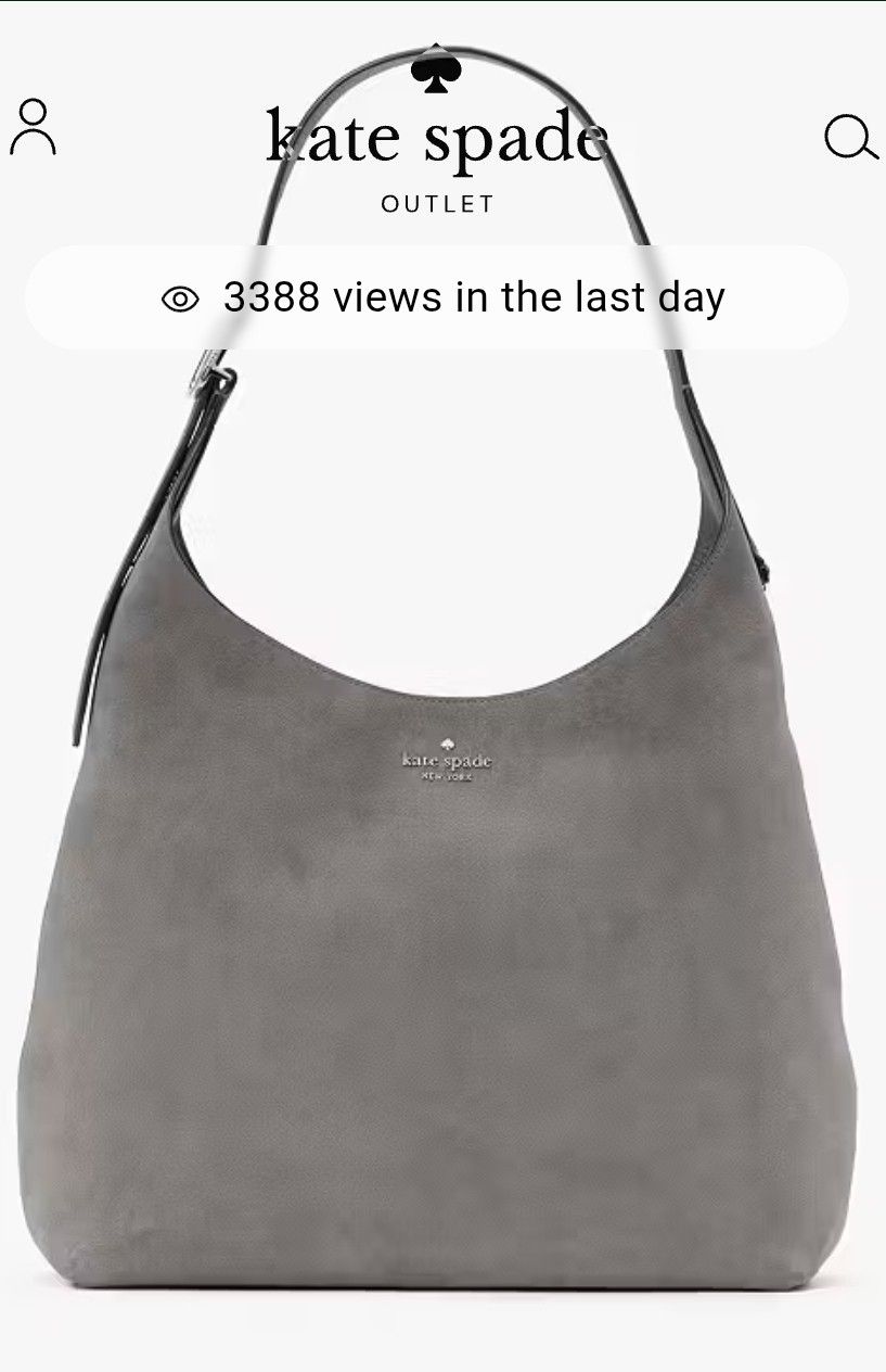 Kate Spade: 454 Grey Suede Large Shoulder Bag