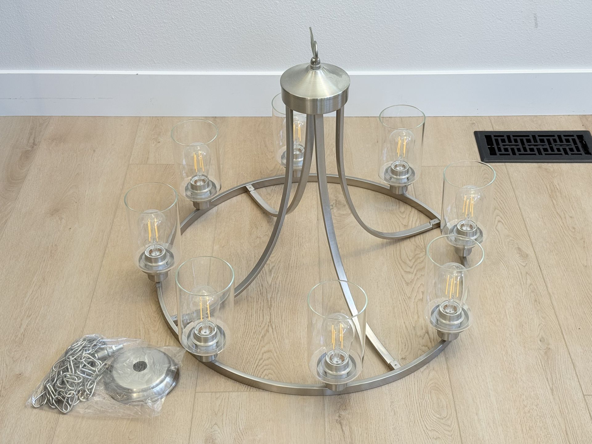 Chandelier Light Lamp Stainless Steel 8 Bulbs Included