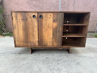 West Elm Reclaimed Wood Rustic Buffet Entertainment Center Tv Stand Cabinet Credenza
