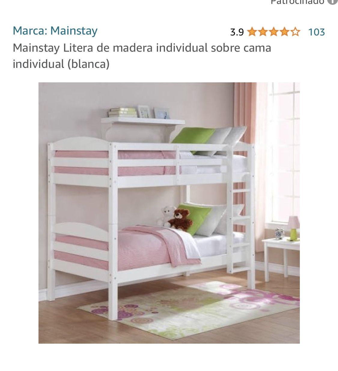 Mainstays Twin Over Twin Wood Bunk Bed (White) Disassembled all parts complete 