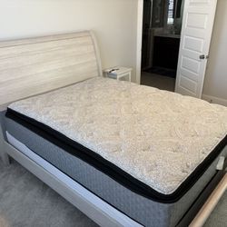 Queen mattress with bed frame 