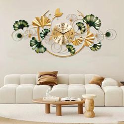 Metal Ginkgo Leaf Wall Decoration, Decorative Wall Clock