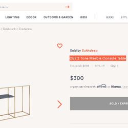 CB2 2 Stone Marble Console Table