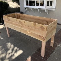 72 x 24 x 36 in. Elevated Raised Wood Planter Garden Patio Bed Box
