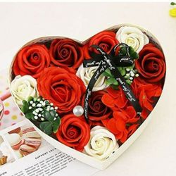 Soap Roses In Heart Box 