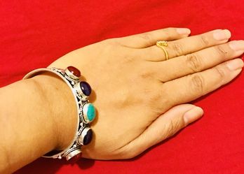 Silver/multi stone bracelets