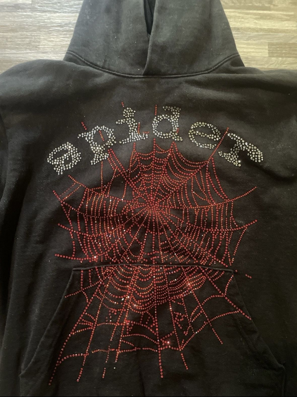 Sp5der OG Rhinestone Black hoodie