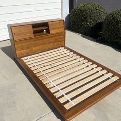 Williams Sonoma Mid-Century Headboard Storage Platform Queen Size Bed West Elm