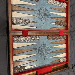 Vintage Aztec Mayan Resin Backgammon Set