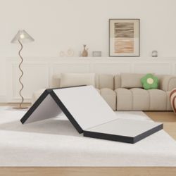3 inch Folding Mattress Tri Fold Memory Foam Mattress Topper Portable Foldable Mattress Topper with Washable Cover Non-Slip Bottom for Camping Twin