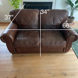 Restoration Hardware RH 66” Leather Loveseat Sofa 