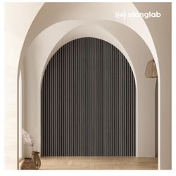 Wood Slat Wall Panels 4 Pack, Wooden Acoustic Wall Panels, 94.5"x12.6" Each 3D Wall Panels for Interior Wall Decor (Black-Extendo Trio)