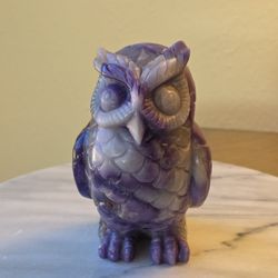 2.5 Lb (1127g) Lepidolite?/Dream Amethyst? (Not Sure) Owl  Quartz Crystal  - A Little Druzy 