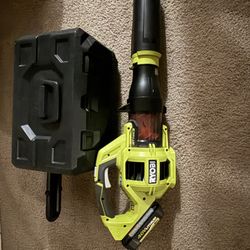RYOBI 40V HP Brushless JetFan Blower, 40v HP 12in Chain Saw Combo, 2x 5.0 Batteries & Charger
