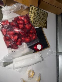 DIY Craft Supply Lot with Glitter Hearts and Ribbon