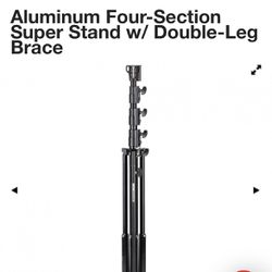 Manfrotto ALUMINUM FOUR-SECTION SUPER STAND W/ DOUBLE-LEG BRACE Aluminum Four-Section Super Stand w/ Double-Leg Brace Manfrotto Black Aluminium 4-Sect