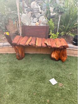 Rustic Handcrafted Log Bench – Outdoor Wood Seating