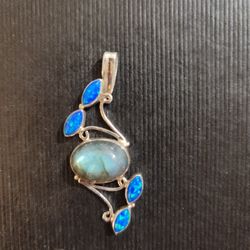 Labradorite And Fire Opal Pendant 